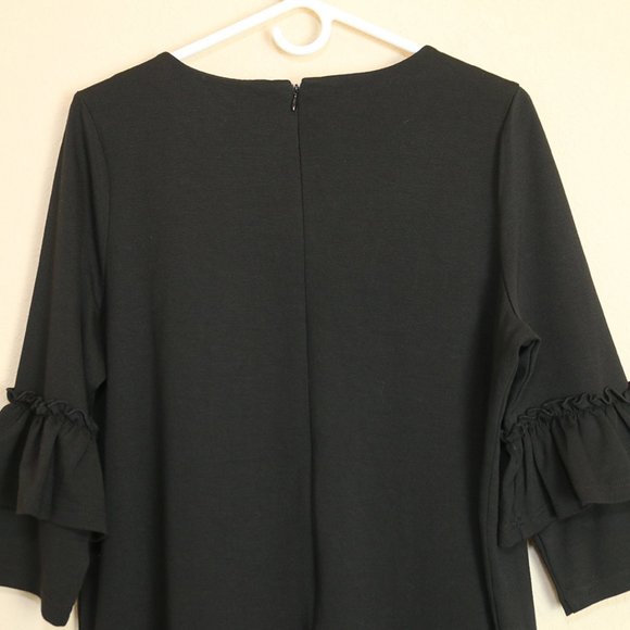 Eloquii Womens Shift Shirt Dress Half Ruffle Sleeve Solid Black Size 14 XL - Picture 7 of 8